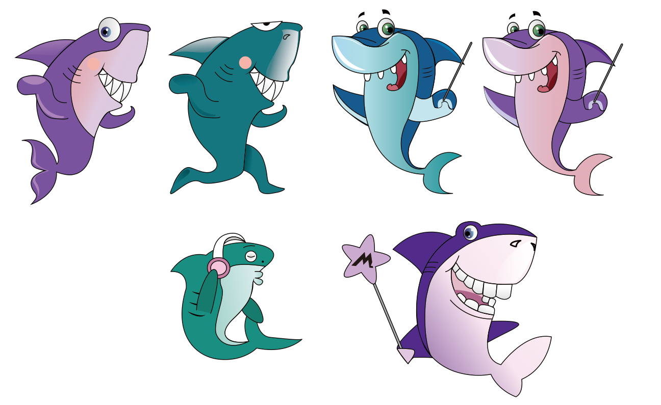 Premium Vector | Happy voracious cartoon hammerhead shark with charming ...