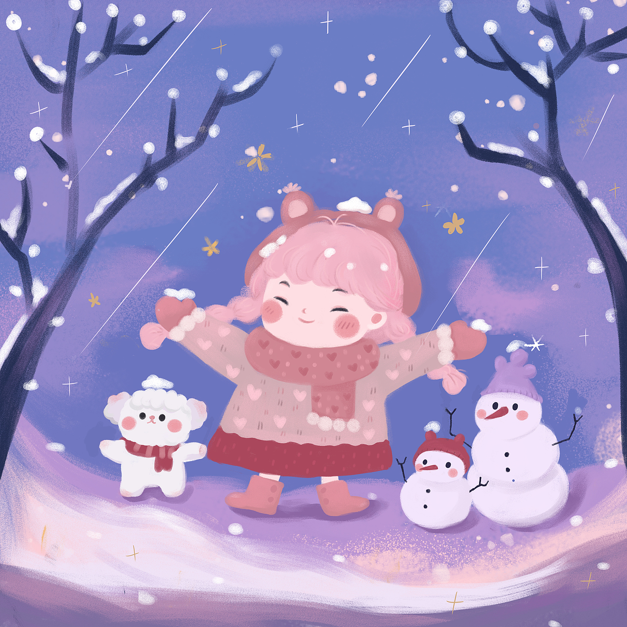 下雪天真美呀。（图ZMjgzNDQwODIw） - 绘本 - 站酷设计师丁卿原创素材 - 站酷ZCOOL