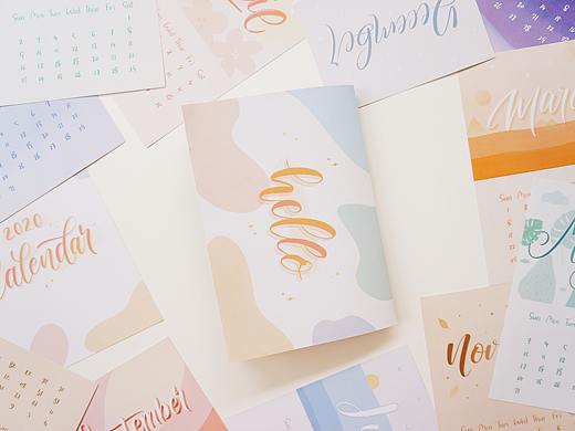 2020 Lettering Calendar 新年月历小本实物