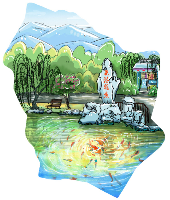 杭州西湖十景旅游手绘卡通绘画策划风景区园林