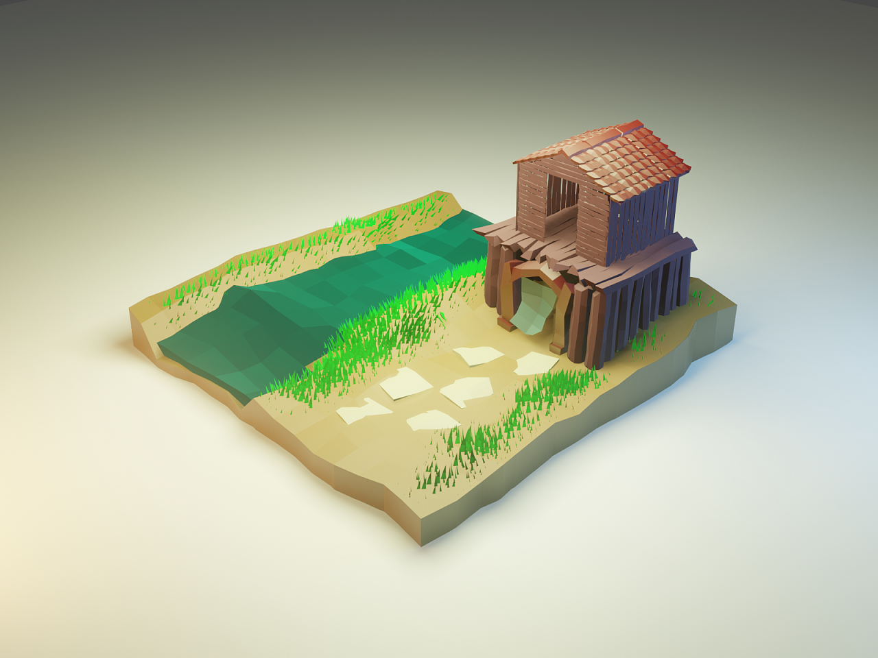 木头房子lowpoly每日一练