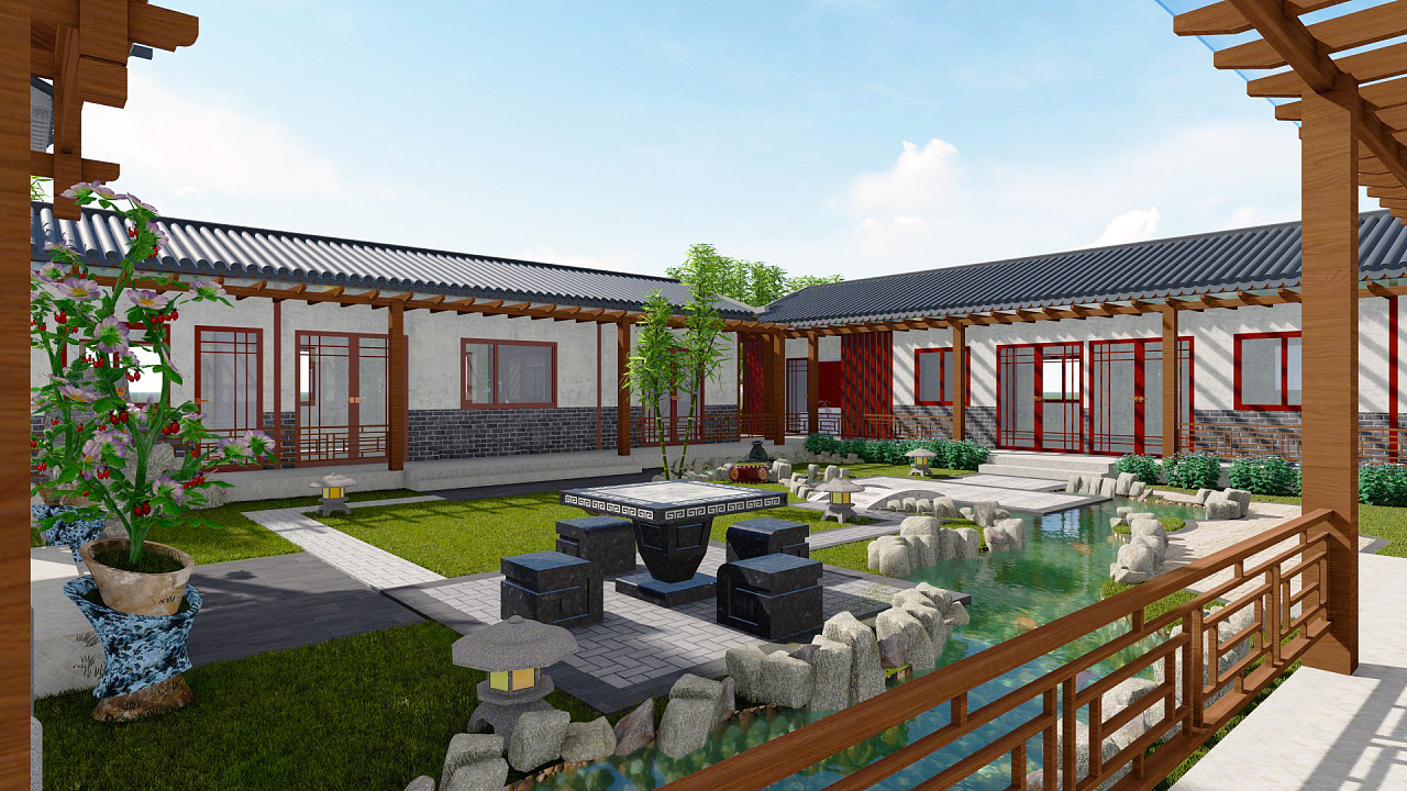   园林景观四合院设计