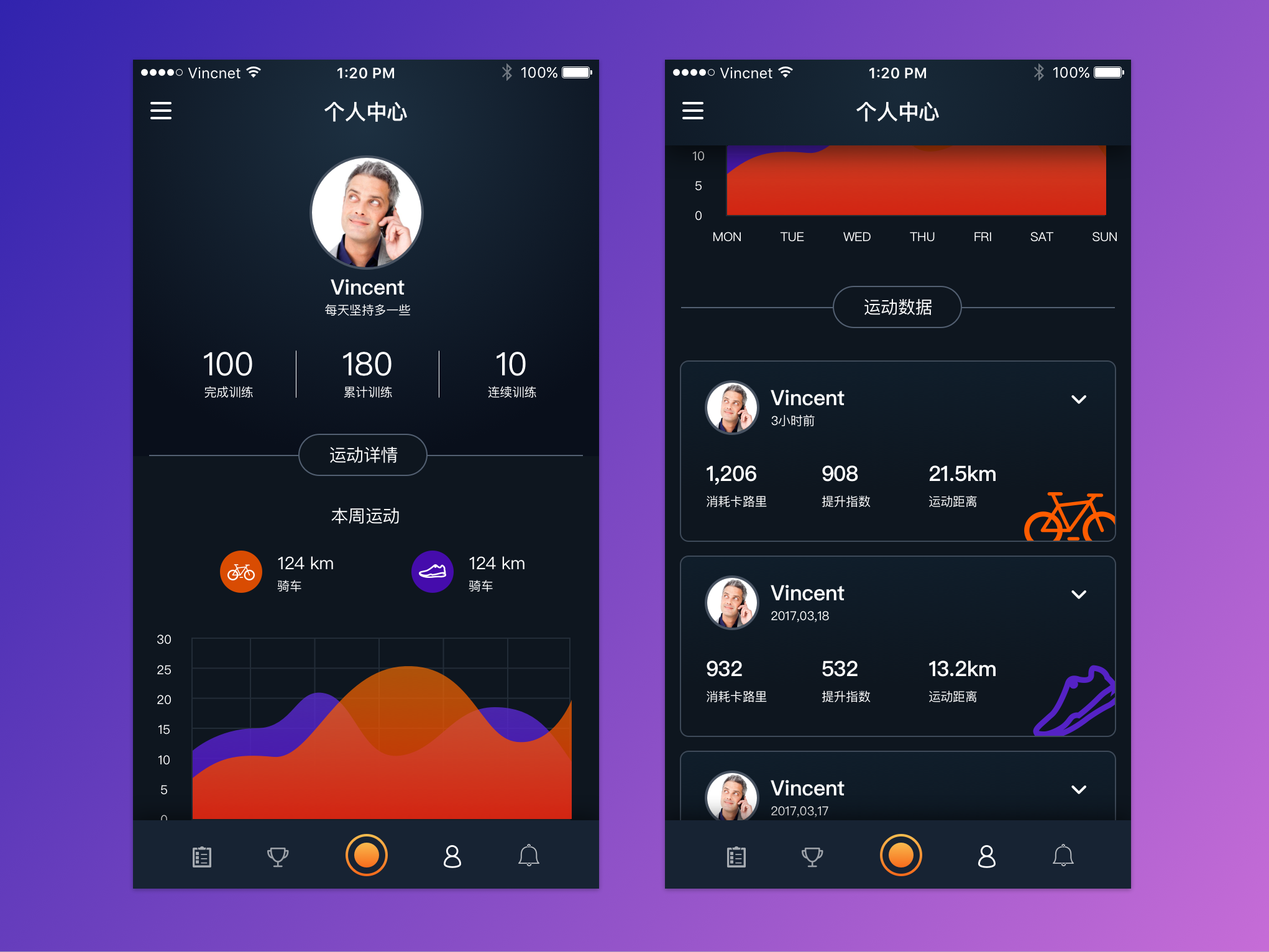 12.个人运动数据界面（Sport Tracking App）UIAPP界面左轮Revolver 原创作品 站酷 (ZCOOL)