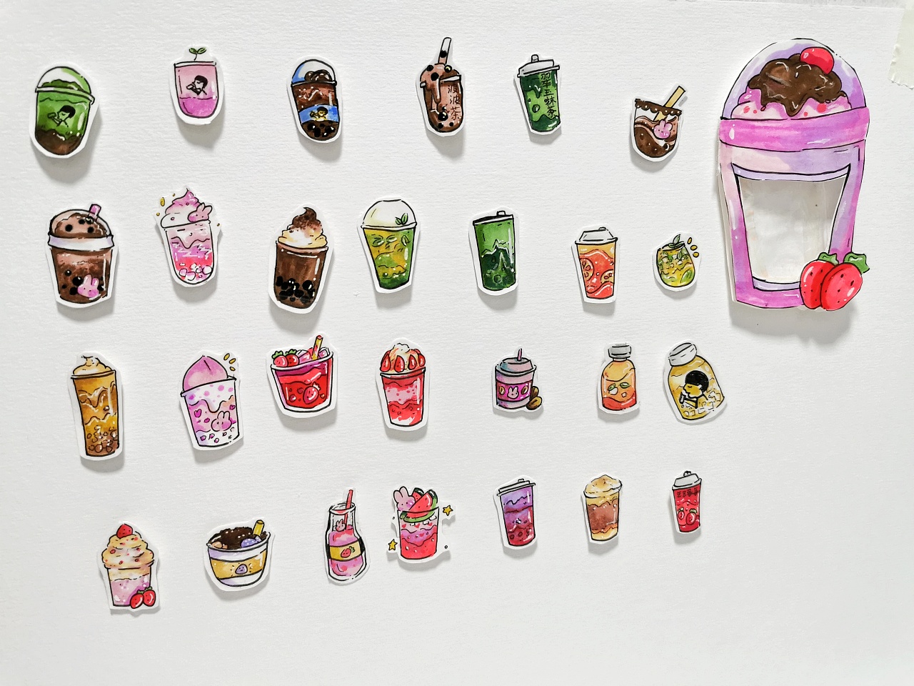 9岁设计师手绘喜茶文创贴纸