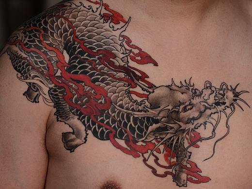 西安天予刺青传统作品：麒麟