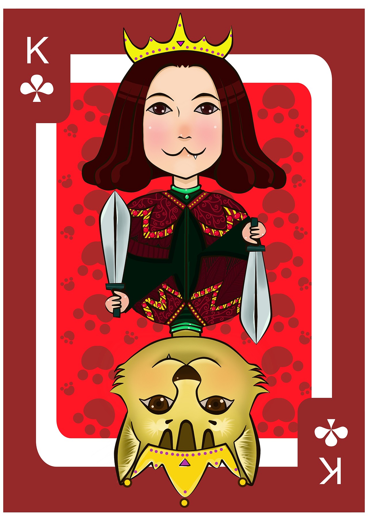 扑克牌k国王 一面是国王的我,一面是我喜欢的并且想要变成的喵咪,哈哈