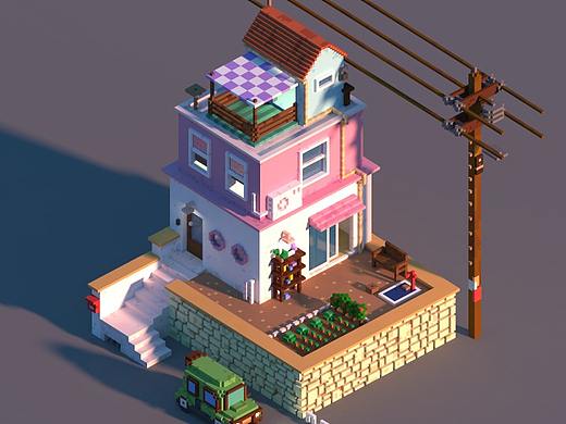 【一周一練】MagicaVoxel 像素畫（個(gè)人主頁-ZMjQ1MjU3NzI=） - 場景 - 站酷設(shè)計(jì)師冰棍兒RUI原創(chuàng)素材 - 站酷ZCOOL