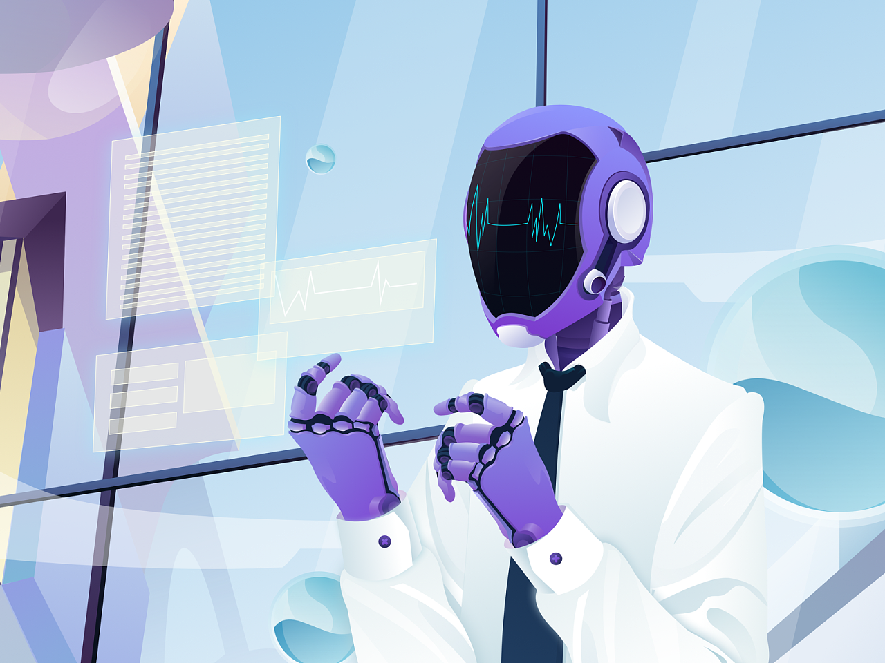 科技VR宇航员虚拟世界梦幻卡通科技插画图片-千库网