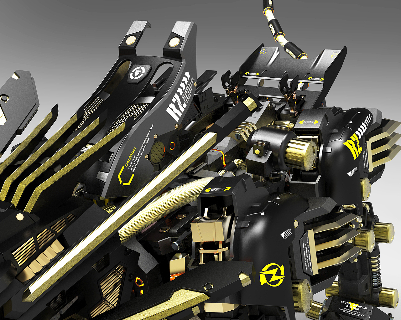 新的一年给超重剑长牙狮换个色外加机械核心建模小过程希望大家喜欢哈