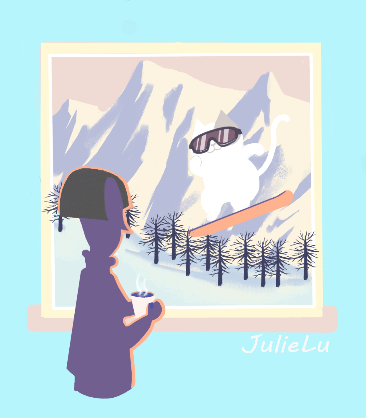 喵四季系列GIF动图插画