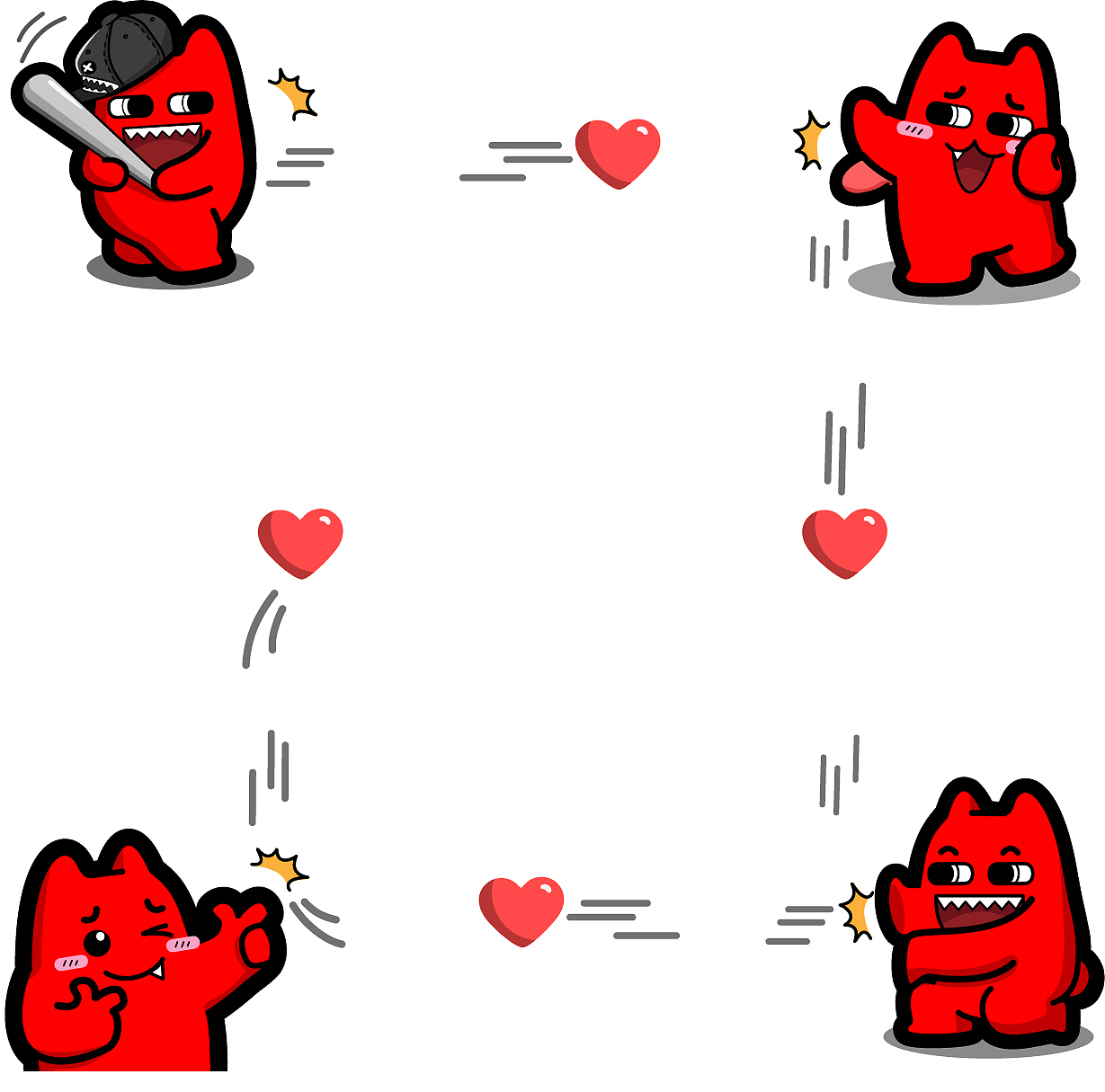 魔鬼猫表情爱心九宫格