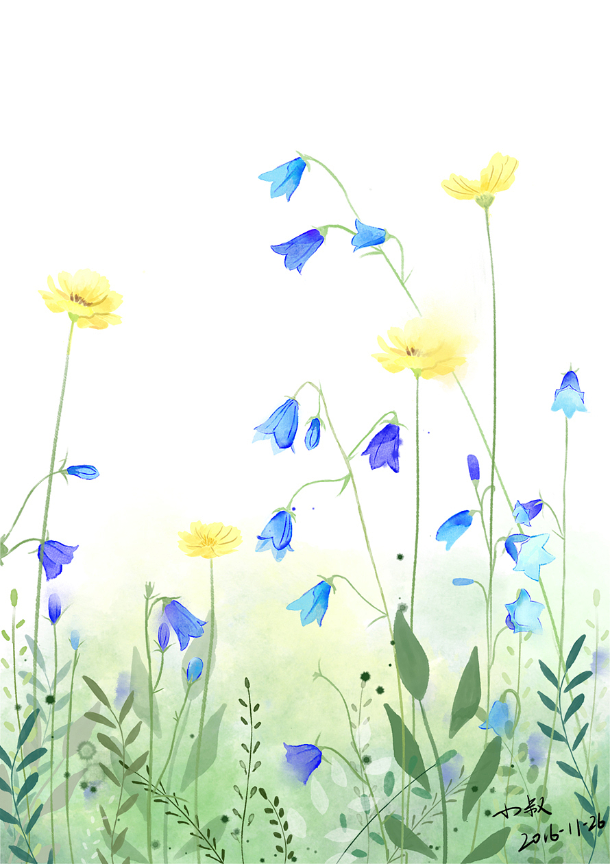 蓝风铃水彩花卉|插画|创作习作|一只画画的枇杷_原创作品-站酷zcool