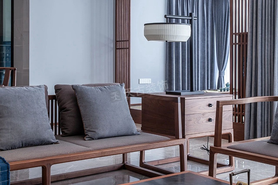 龙湖紫云台大平层设计方案,新中式风格装修完工实景图