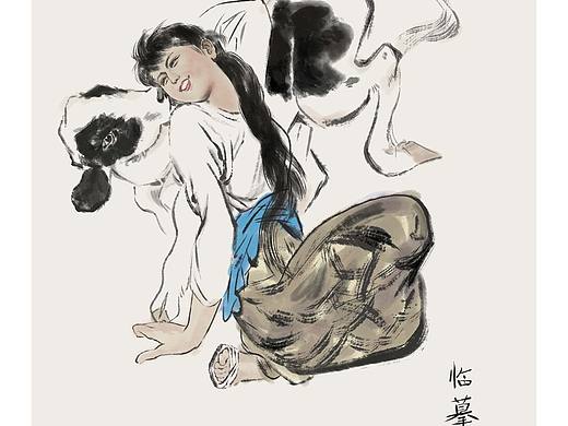 女孩与小牛（个人主页-ZNjgzOTU2MzI=） - 绘画 - 站酷设计师豪先森原创素材 - 站酷ZCOOL