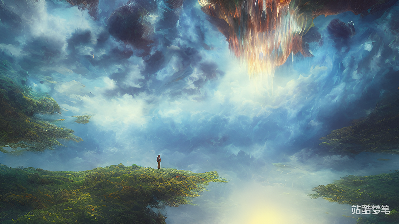 #站酷梦笔#两个世界,上下颠倒,梦幻,写实,8k,帆布油