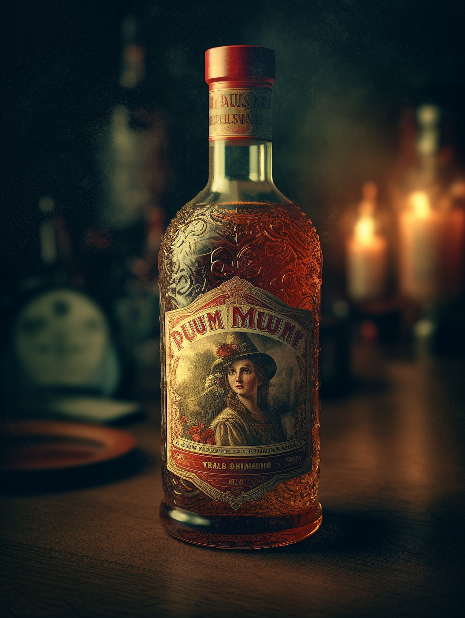 AI灵感-复古插画风洋酒包装