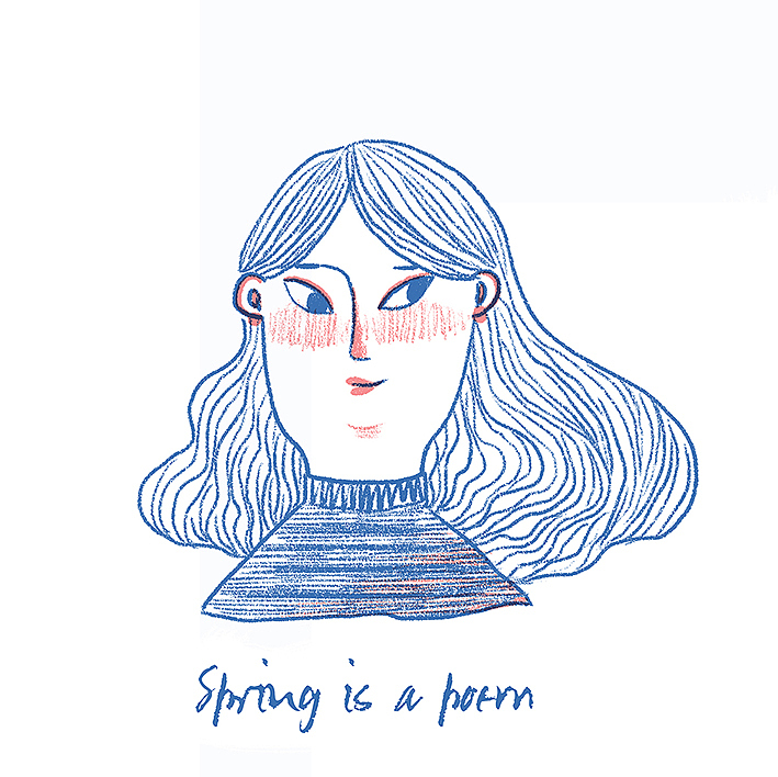 Hello spring（图ZNDU4MjcyODg=） - 商业插画 - 站酷设计师韩白白sylvia原创素材 - 站酷ZCOOL