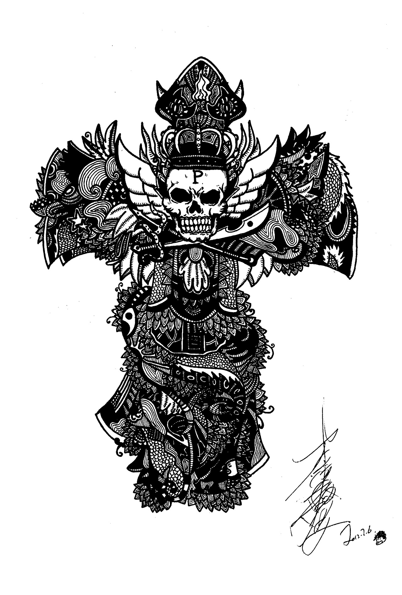 这个是以前画的花纹骷髅,一起送上