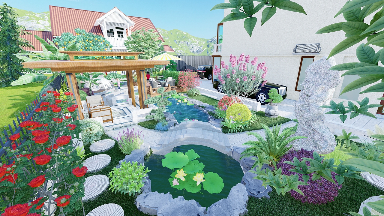 乡村别墅庭院景观设计分享（图ZMzYwNzc3NTY0） - 景观设计 - 站酷设计师度势营造景观设计原创素材 - 站酷ZCOOL