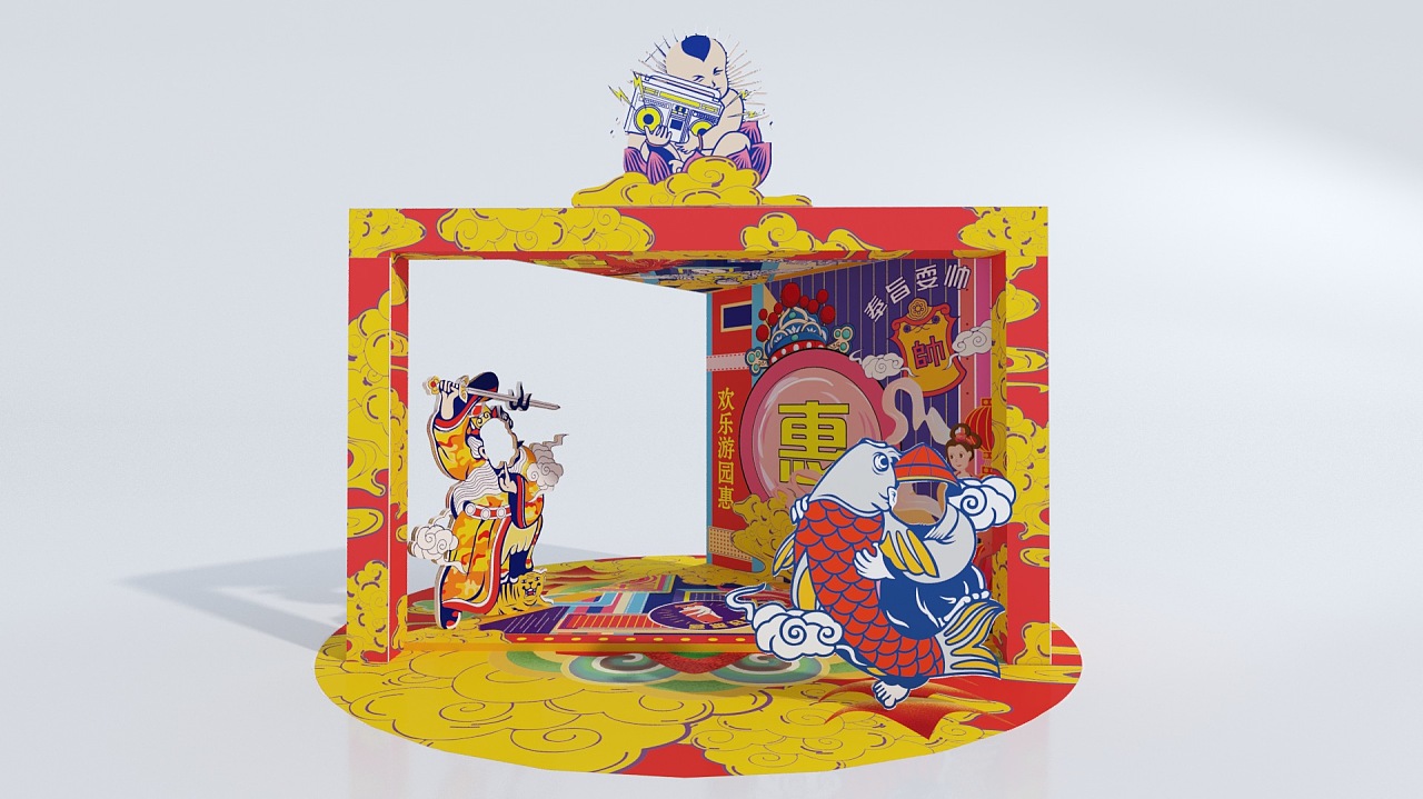 传统元素国潮门头dp小景|空间|展陈设计|重庆华渝立合 - 原创作品