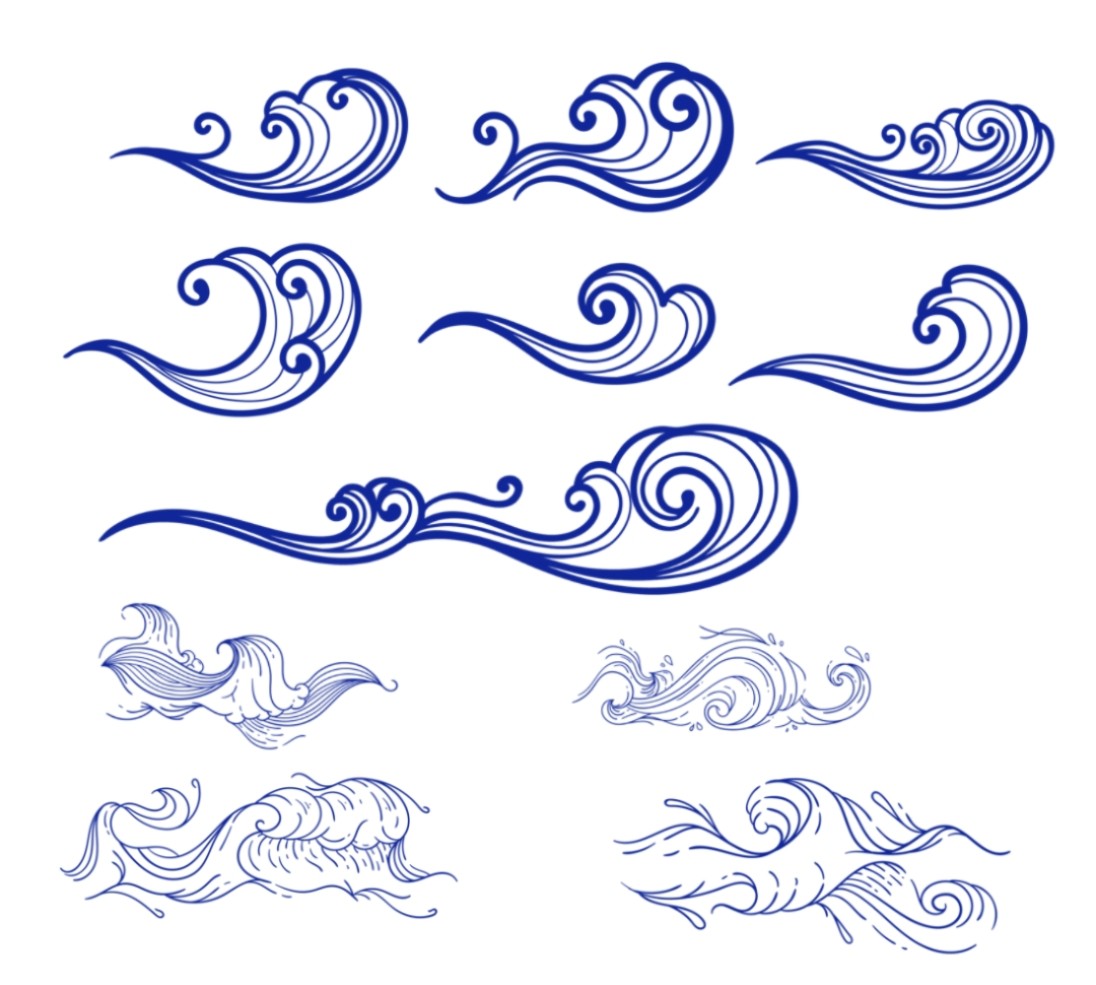 手绘水纹浪花设计图图片素材免费下载 - 觅知网