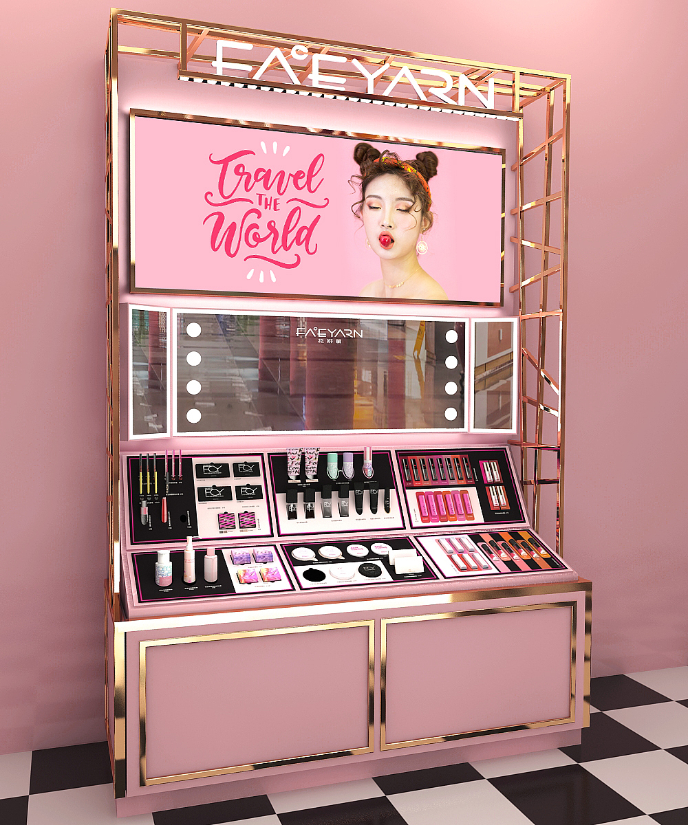 金粉系列彩妆柜台中岛品牌形象3D效果图（图ZMTM2MDEyNTQ4） - 其他三维 - 站酷设计师hoong鸿原创素材 - 站酷ZCOOL