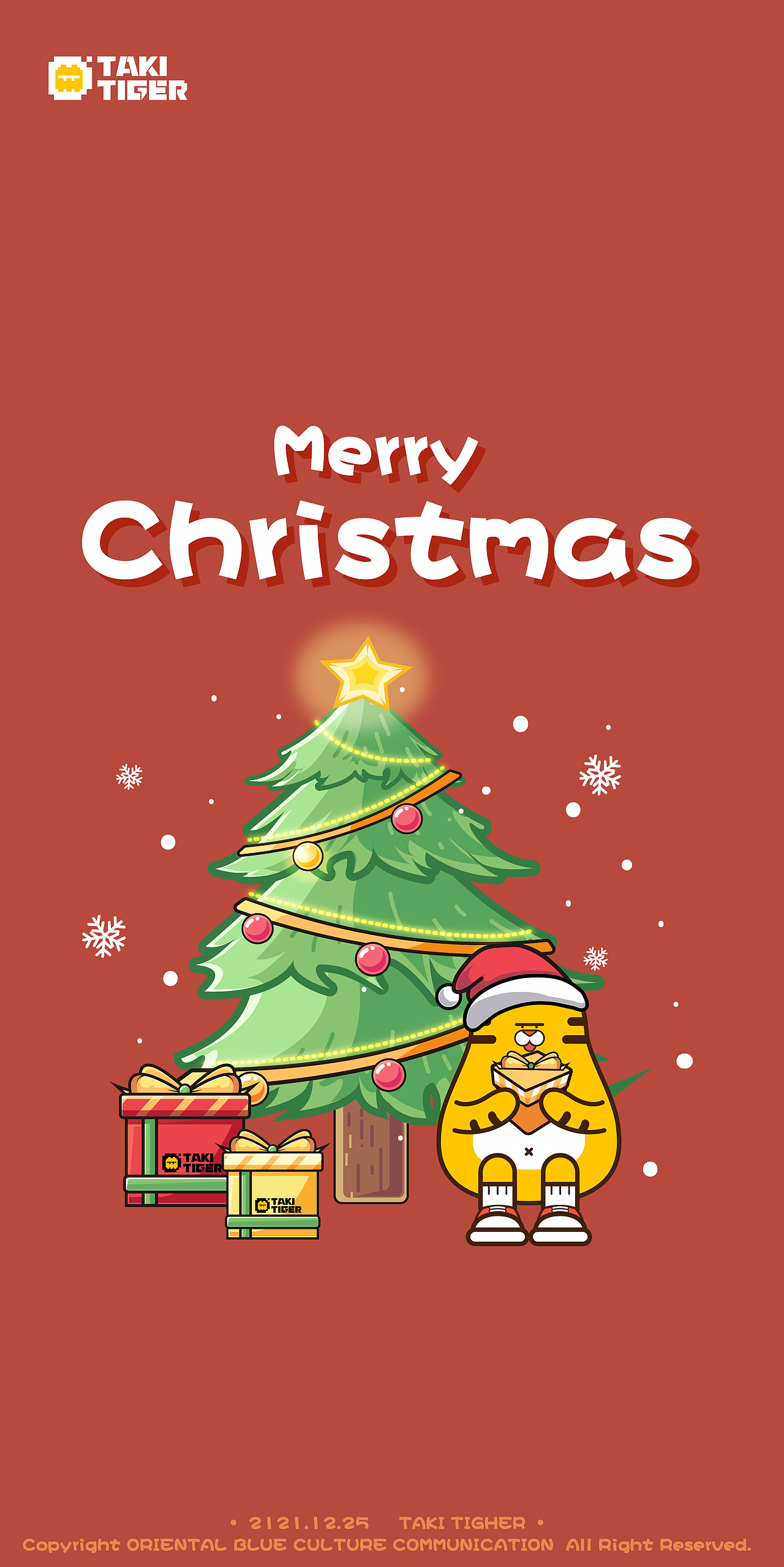 OB-东方蓝 | TAKI TIGER多囍虎圣诞插画 壁纸系列