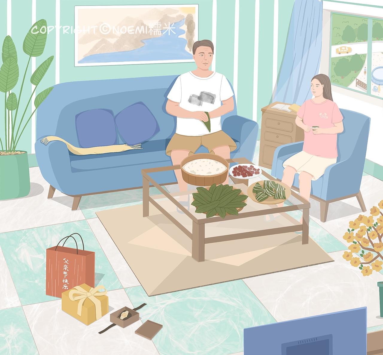 原創(chuàng)插畫(huà)系列 — 我與父親母親（圖ZMjE1OTY3NTAw） - 創(chuàng)作習(xí)作 - 站酷設(shè)計(jì)師Ellaliu25原創(chuàng)素材 - 站酷ZCOOL