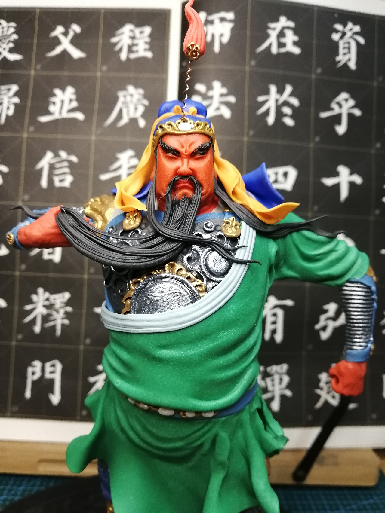 塑新斋潘纪坤彩塑陶公仔粘土关羽手办