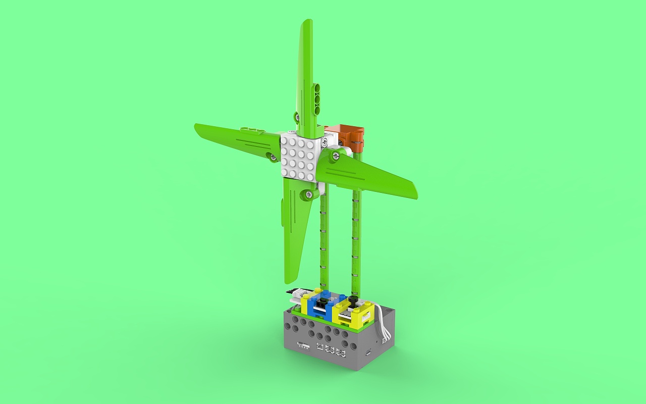 由乐高积木与电子元器件组合成的小风扇