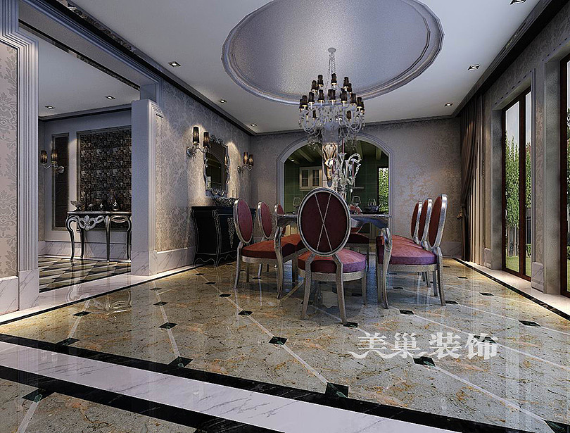 思念果岭国际社区320平别墅装修简欧效果图——餐厅