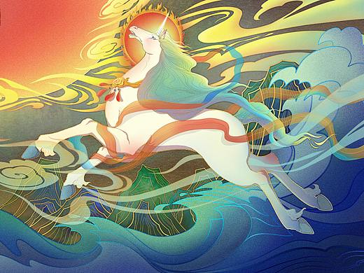 个人风格化插画——国风独角兽