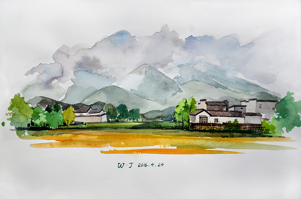 躲雨徽州——雨中存活的小作(图ZNTE1NDI4NzI=) - 绘画 - 站酷设计师王火火_HuoHuo原创素材 - 站酷ZCOOL
