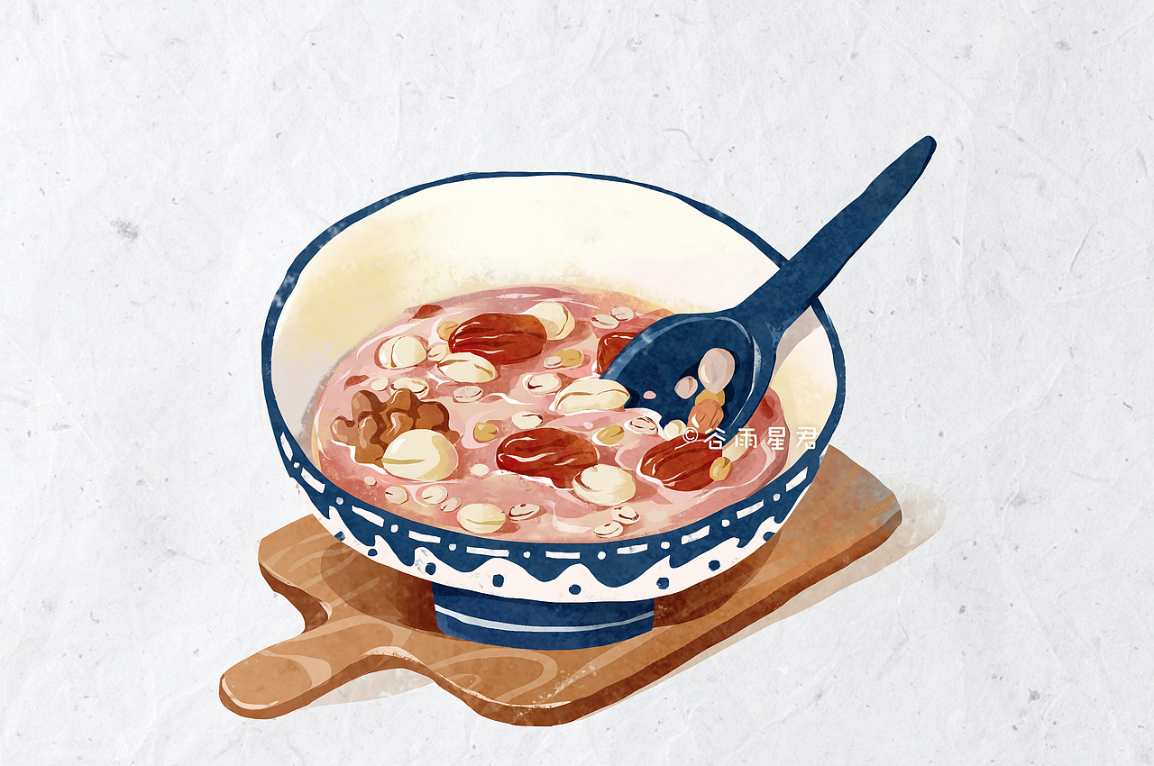 腊八节吃腊八粥（图ZMTAzMTY4NjA0） - 商业插画 - 站酷设计师谷雨星君原创素材 - 站酷ZCOOL