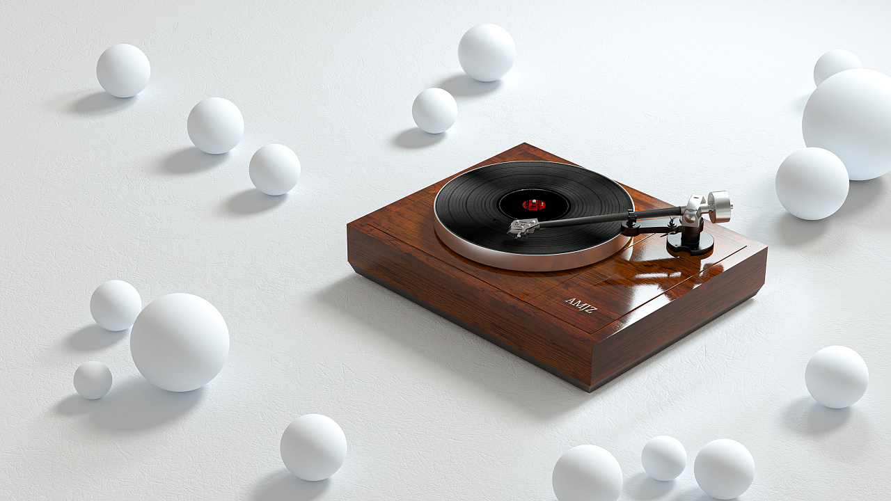 产品渲染----黑胶唱片机record player