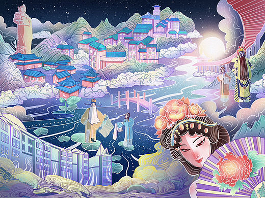 新国风戏曲插画设计