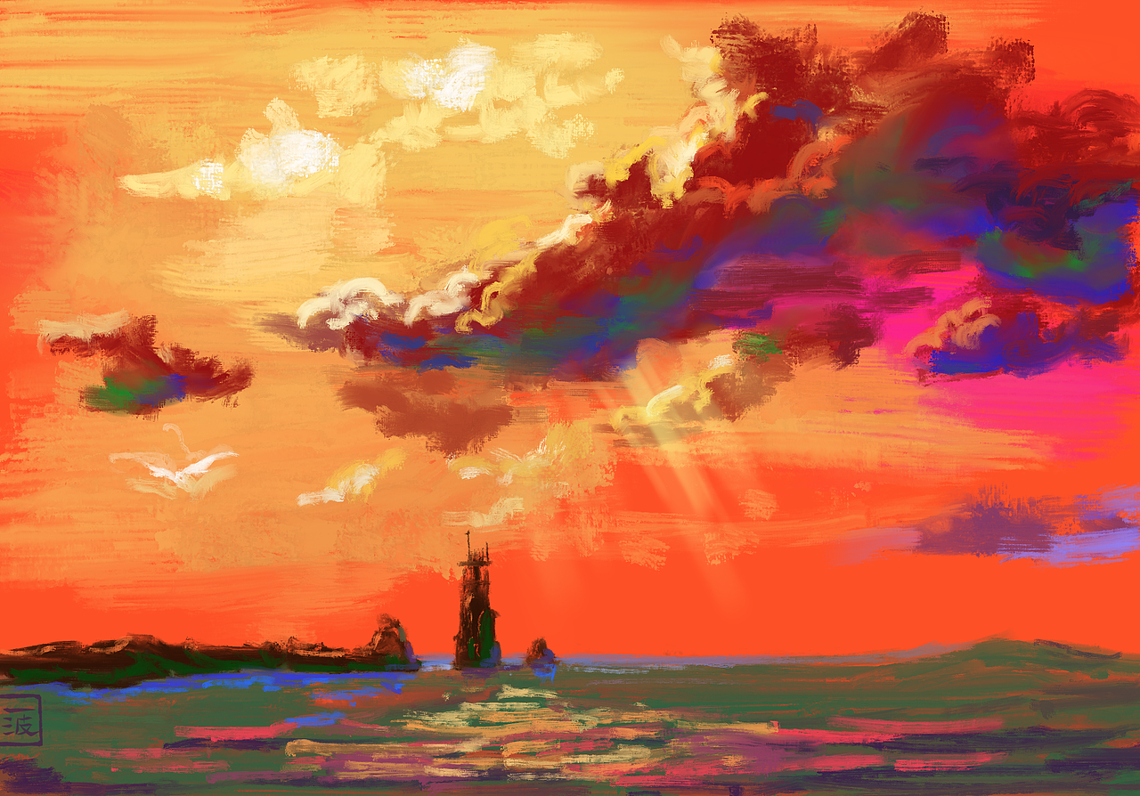 彩霞（板绘油画）（图ZMzU0MDQxMDQ4） - 艺术插画 - 站酷设计师一波YIBO原创素材 - 站酷ZCOOL
