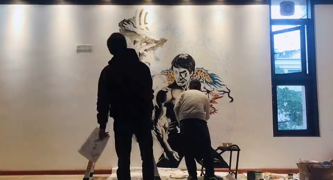 墙绘 3D立体画 网红健身房墙绘 运动馆墙绘 体育馆墙绘