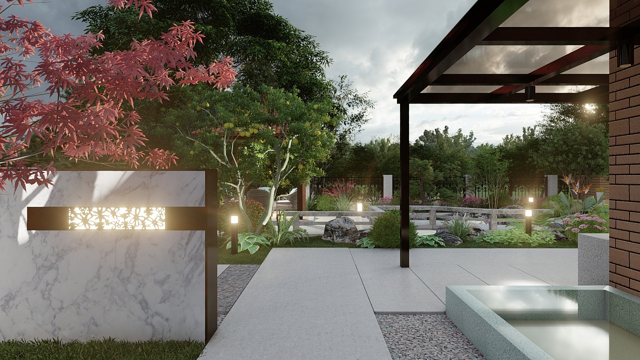 300平现代中式花园(纯设计)|空间|景观设计|合庭院梦景观 - 原创作品