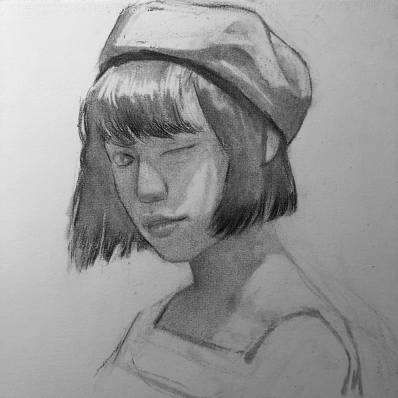 人像素描小清新美女