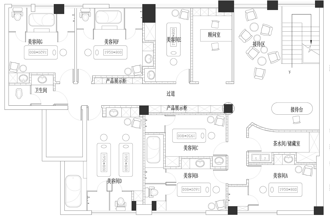 尺寸设计|盛世年华美容美发新中式会所儿童区美容间|空间|家装设计