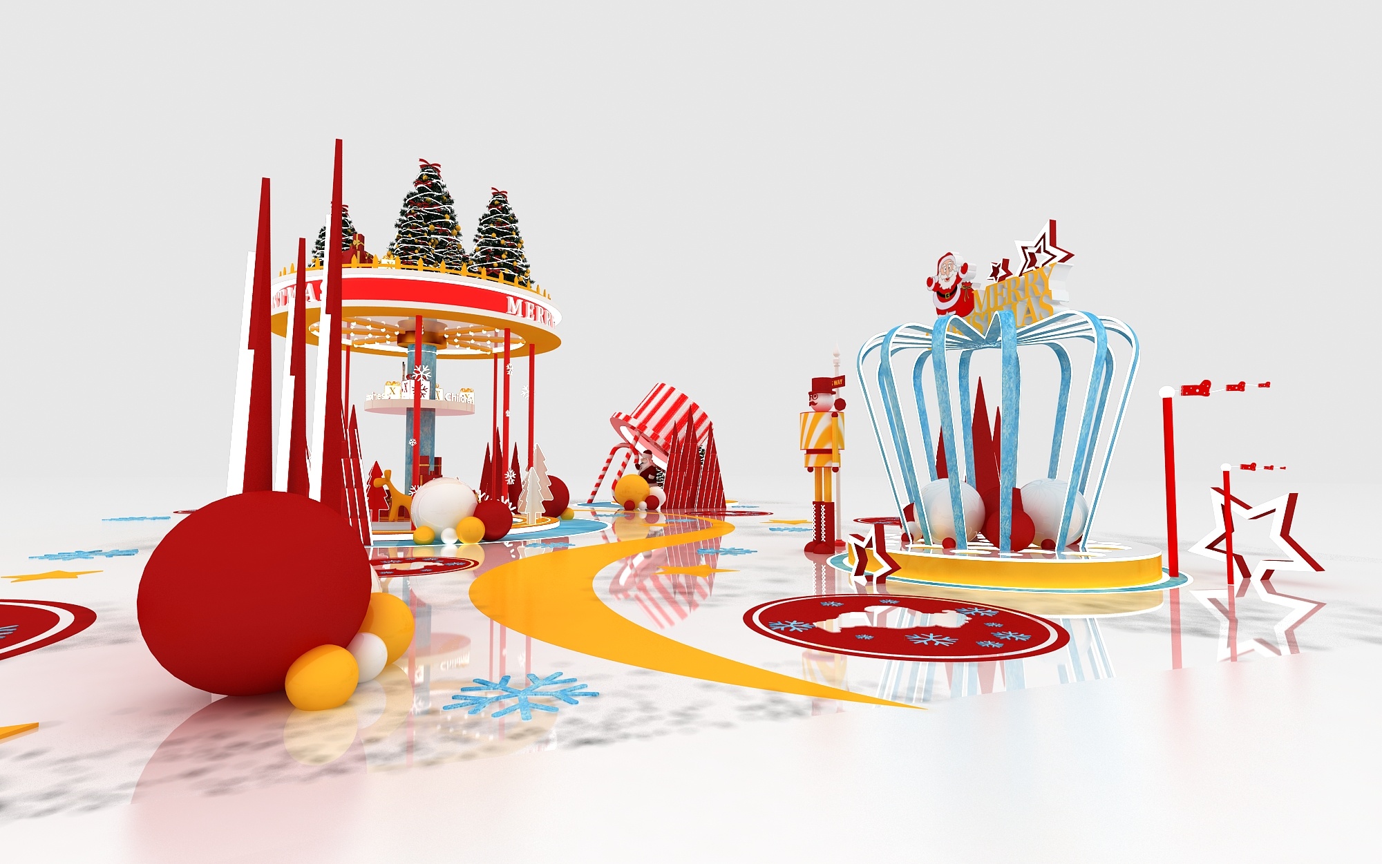 户外商场圣诞美陈dp点3d效果图设计制作