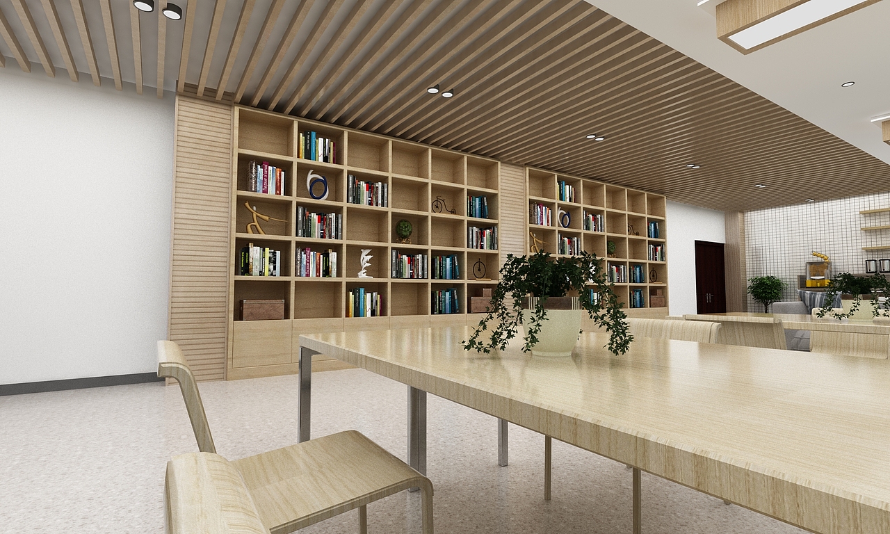 河南省焦作某政府机关单位图书室效果图分享(已落地)