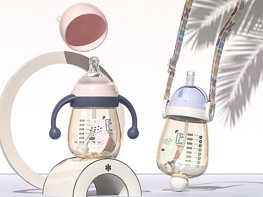 母婴产品 奶瓶 C4D 渲染详情页