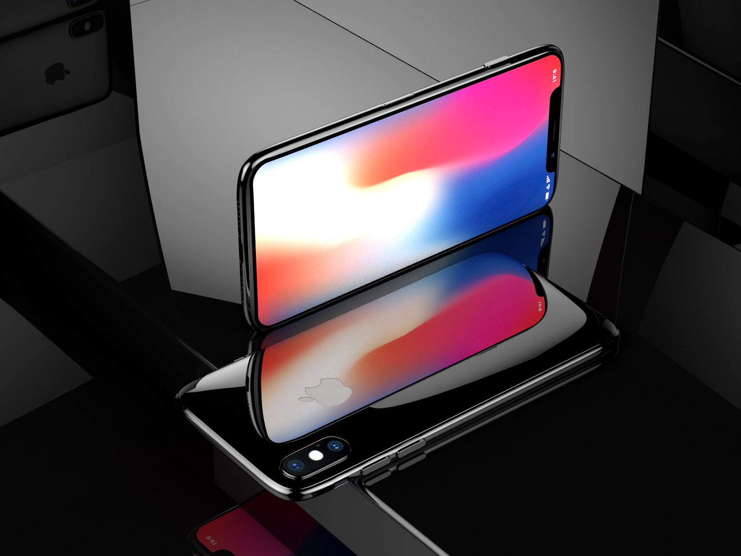 c4d iphonex手机渲染图 场景展示