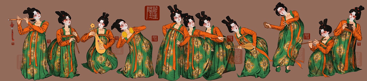 手绘唐宫夜宴图