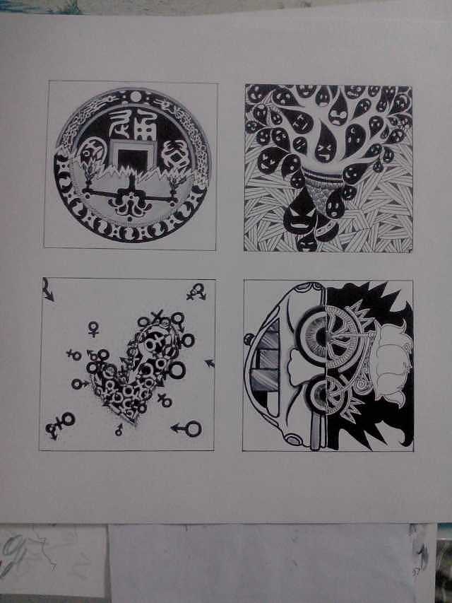 对比作业  有文化对比 正负形对比 聚散对比 大小对比.