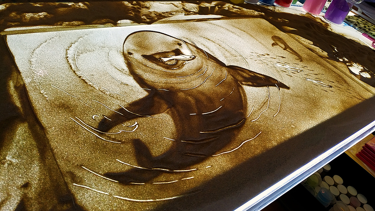 沙画-守护江豚之都（图ZMjg4MDU4OTEy） - 绘画 - 站酷设计师高洁GaoJie原创素材 - 站酷ZCOOL