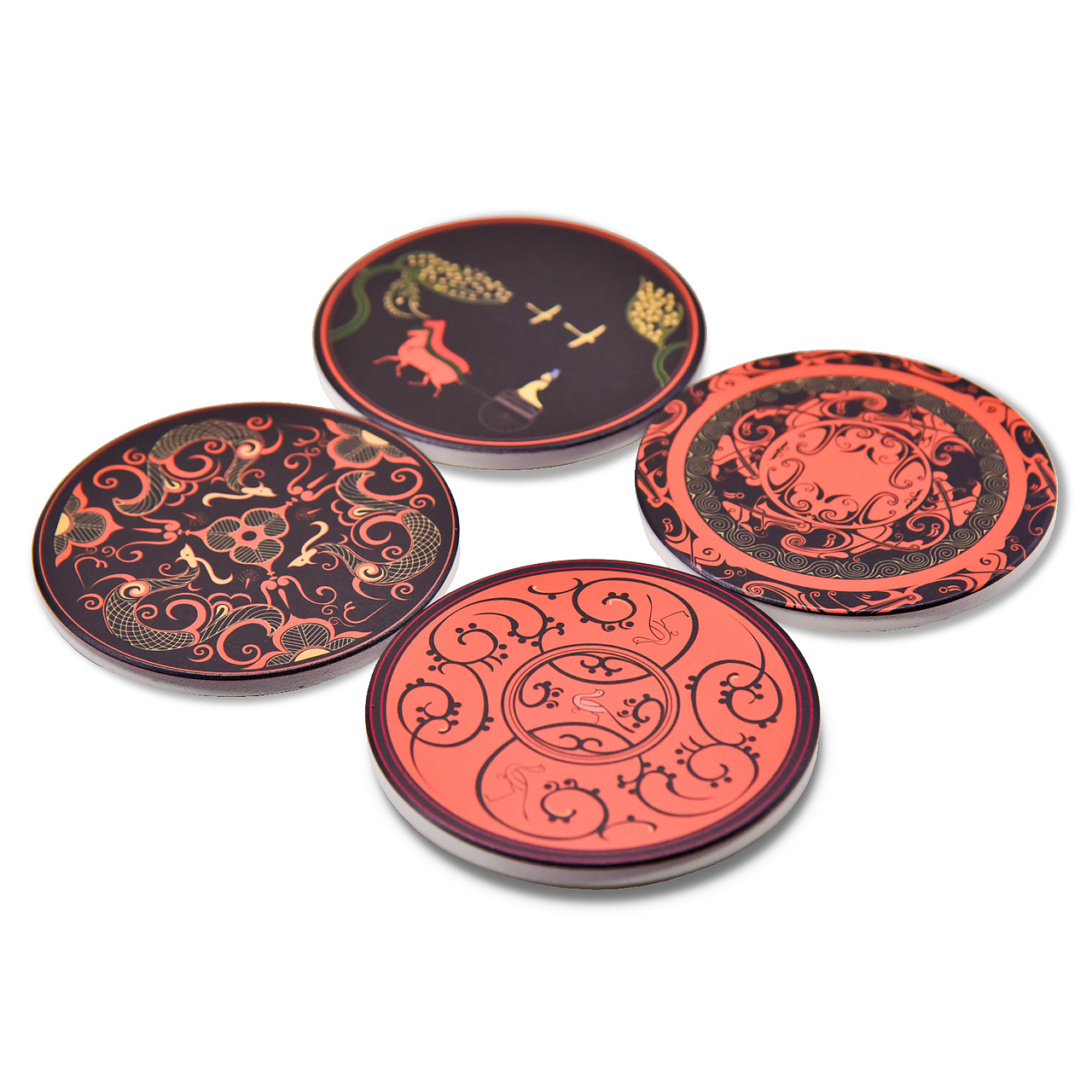 楚漆器纹饰 陶瓷杯垫