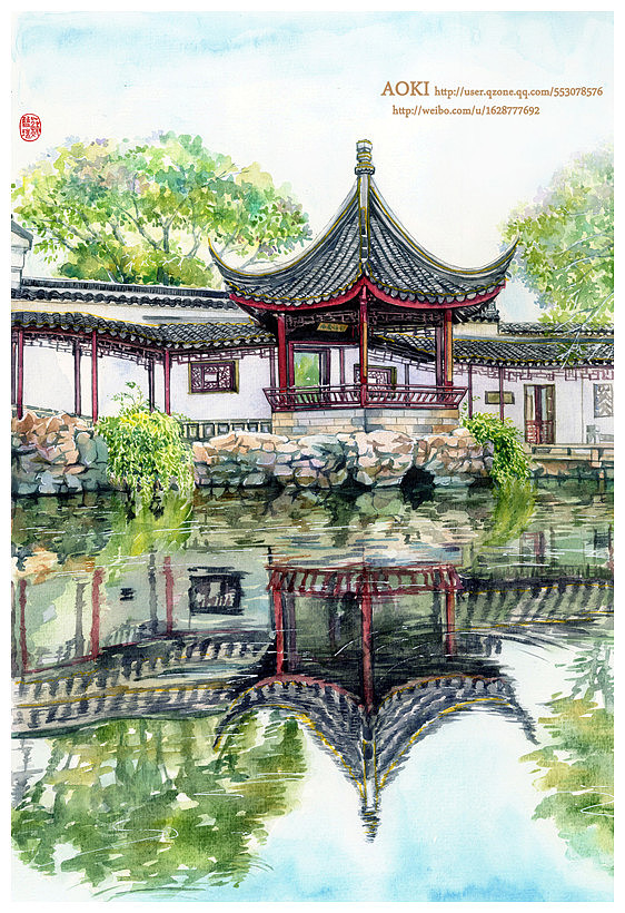 手绘城市系列——《苏州》|插画|商业插画|阿骨aoki - 原创作品